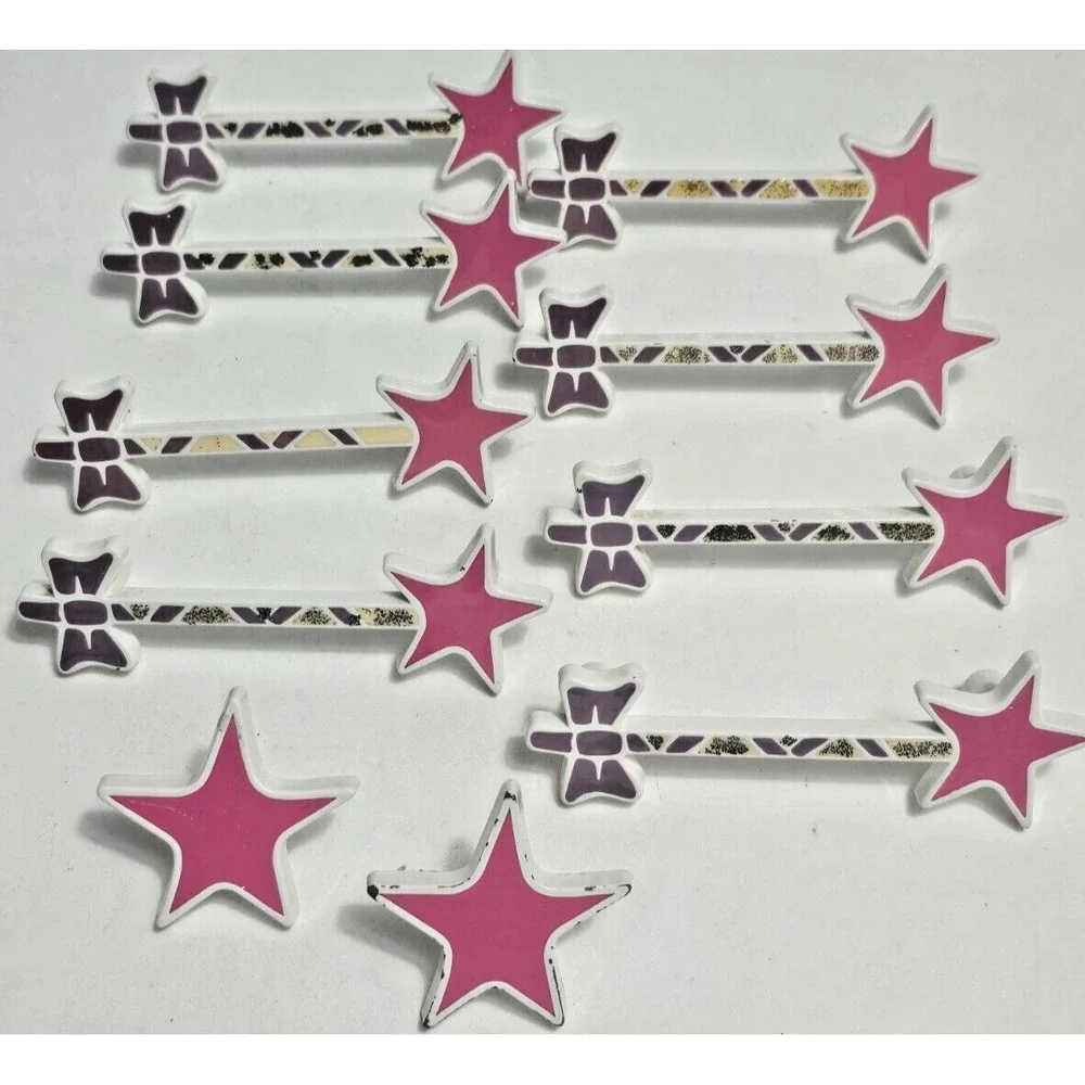 VTG Set of 10 Betsy Fields Design Pink Magic Wand Princess Fairy Drawer Pulls